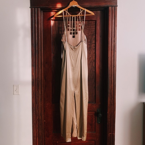 Hugo Buscati nude gown with crystal geometric neckline. Size 14. - Picture 3 of 4